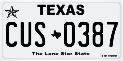 TX license plate CUS0387
