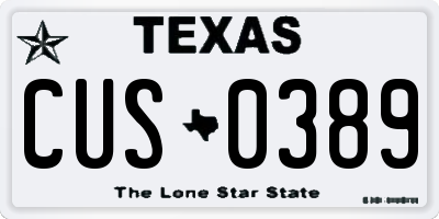 TX license plate CUS0389