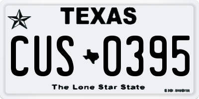 TX license plate CUS0395