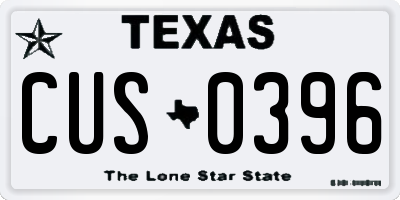 TX license plate CUS0396