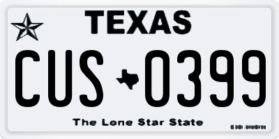 TX license plate CUS0399