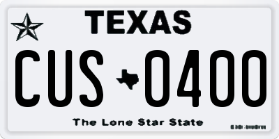 TX license plate CUS0400