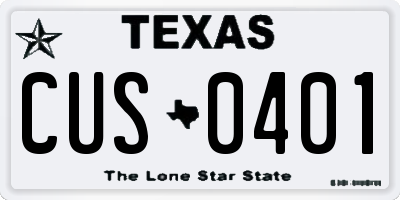 TX license plate CUS0401