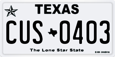 TX license plate CUS0403