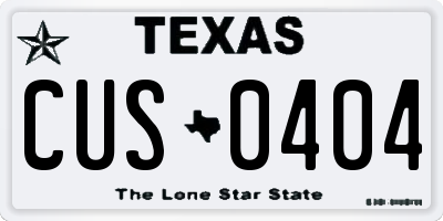 TX license plate CUS0404
