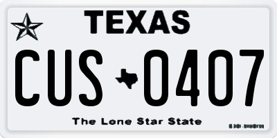 TX license plate CUS0407