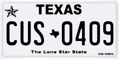 TX license plate CUS0409