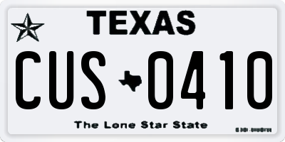 TX license plate CUS0410