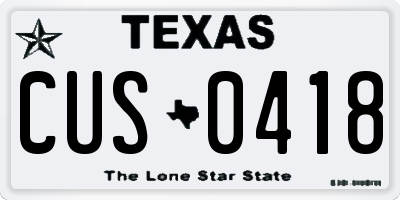TX license plate CUS0418