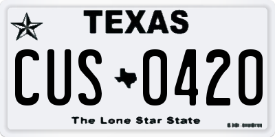 TX license plate CUS0420