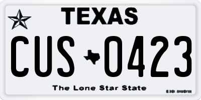 TX license plate CUS0423