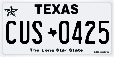 TX license plate CUS0425
