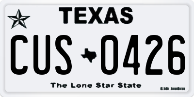TX license plate CUS0426