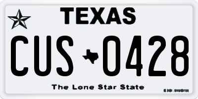TX license plate CUS0428