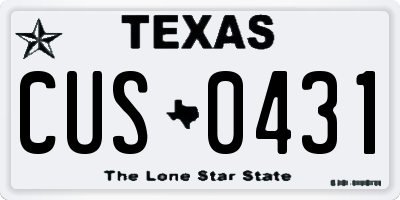 TX license plate CUS0431