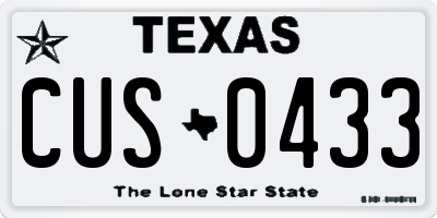 TX license plate CUS0433