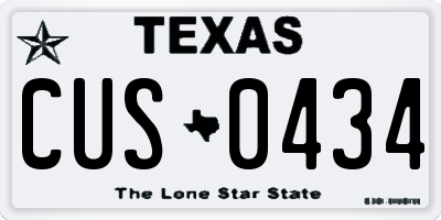 TX license plate CUS0434