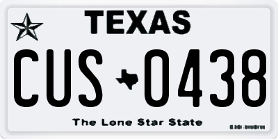 TX license plate CUS0438