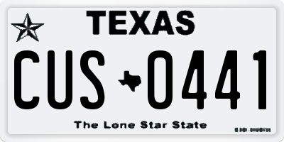 TX license plate CUS0441