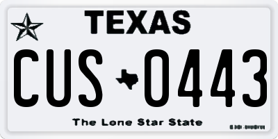 TX license plate CUS0443