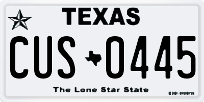 TX license plate CUS0445