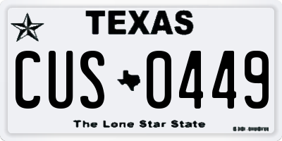 TX license plate CUS0449
