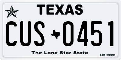 TX license plate CUS0451