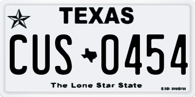 TX license plate CUS0454