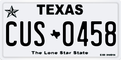 TX license plate CUS0458