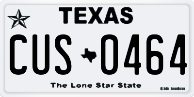 TX license plate CUS0464