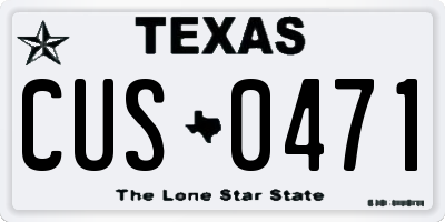 TX license plate CUS0471