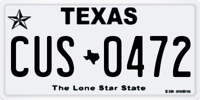 TX license plate CUS0472