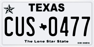 TX license plate CUS0477