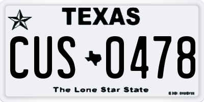 TX license plate CUS0478