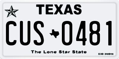 TX license plate CUS0481