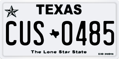TX license plate CUS0485