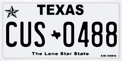TX license plate CUS0488