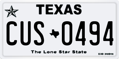 TX license plate CUS0494