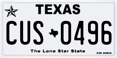 TX license plate CUS0496