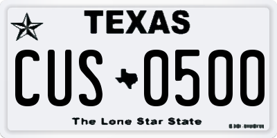 TX license plate CUS0500