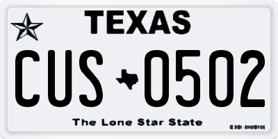 TX license plate CUS0502