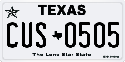 TX license plate CUS0505