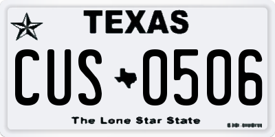 TX license plate CUS0506