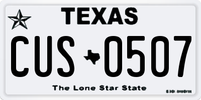 TX license plate CUS0507