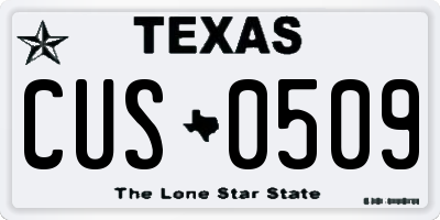 TX license plate CUS0509