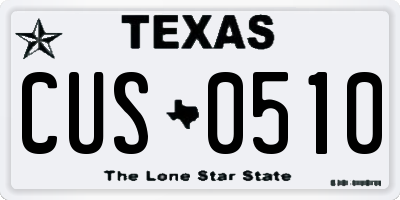 TX license plate CUS0510