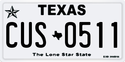 TX license plate CUS0511