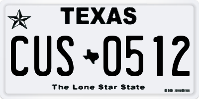 TX license plate CUS0512