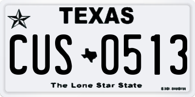 TX license plate CUS0513