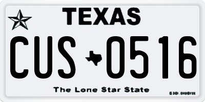 TX license plate CUS0516